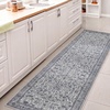 JONATHAN Y Washable Polyester Machine-Washable Runner Rug with Traditional Medallion Floral Border, Rose Clay and Ivory, 2′ x 8′, Vintage Low Pile for Hallway WSH504H-28(Blue/Ivory)