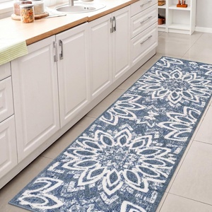 JONATHAN Y Abstract Bold Mandala Indoor Outdoor Runner Rug 2X8 Dark Blue/Cream, Flora High-Low for Backyard, Patio, Porch, Easy-Cleaning, High Traffic, Pet-Friendly, Non-Shedding (AMC112E-28)
