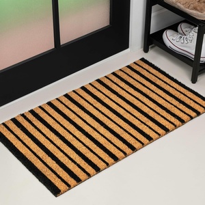 JONATHAN Y Peater Classic Casual Commercial Natural Coir Taupe 2 ft. x 8 ft. Doormat for Entrance, Front Door, Entryway CHG100C-28(Natural/Black)
