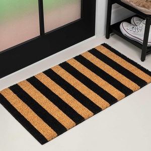 JONATHAN Y Peater Classic Casual Commercial Natural Coir Taupe 2 ft. x 8 ft. Doormat for Entrance, Front Door, Entryway CHG100C-28(Natural/Black Stripe)