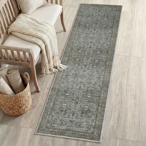 JONATHAN Y Washable Polyester Machine-Washable Runner Rug with Traditional Medallion Floral Border, Rose Clay and Ivory, 2′ x 8′, Vintage Low Pile for Hallway WSH504H-28(Green/Brown)