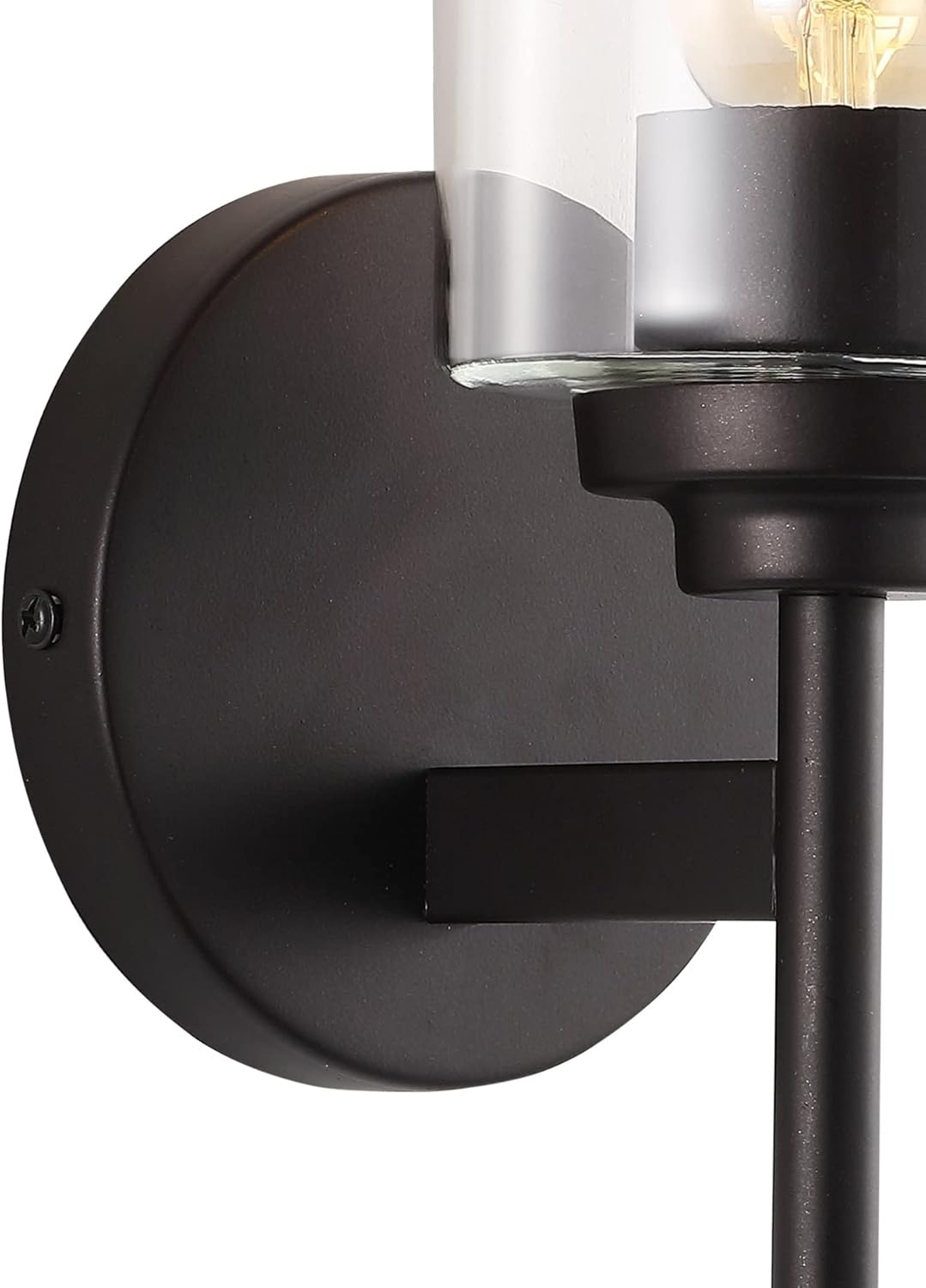 image:imageJONATHAN Y 13 Black Clear 1Light Metal Cylinder Wall Sconce Farmhouse Industrial Modern Indoor Lighting for Hallway Bathroom with Glass Shade LED Bulb Included JYL9547DOilRubbed Bronze
