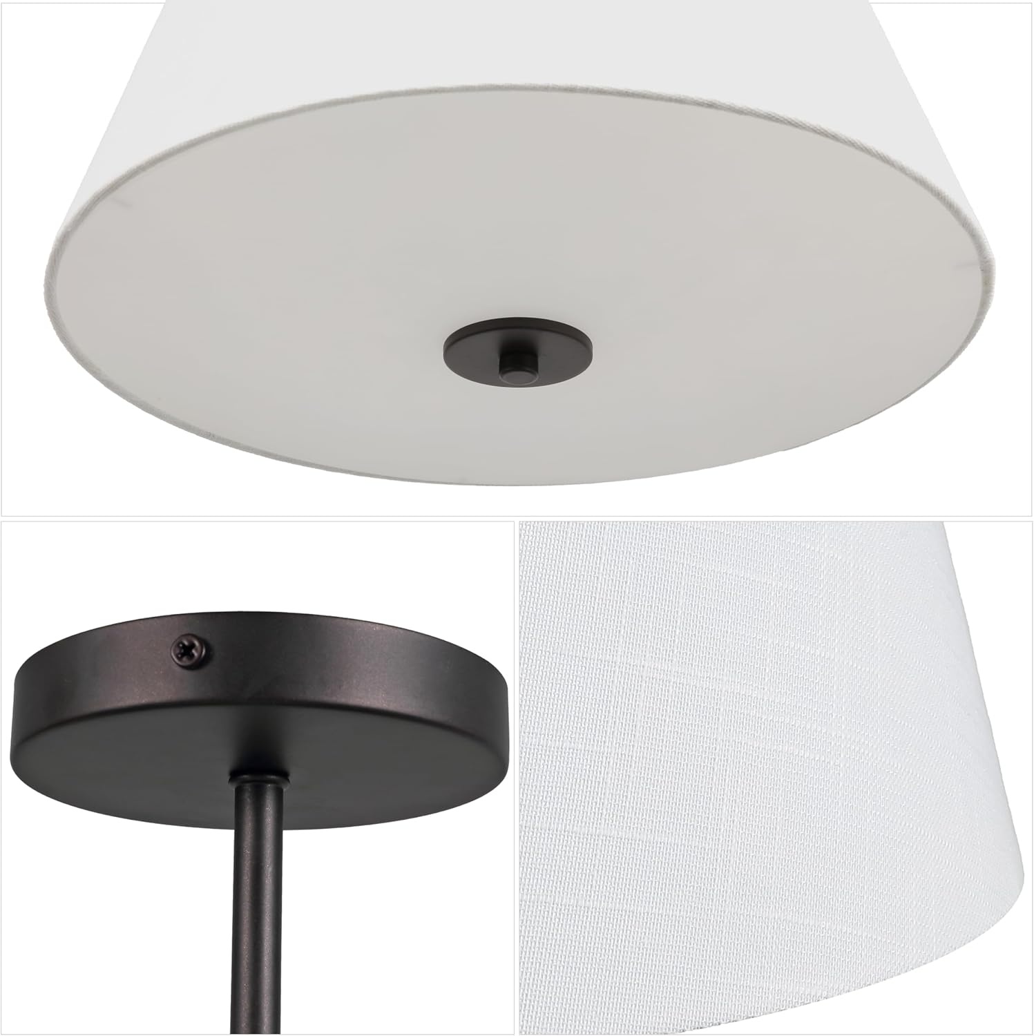 image:imageJONATHAN Y 15 Oil Rubbed Bronze White 3Light Metal Cylinder Semi Flush Mount Modern MidCentury Ceiling Light for Living Room Dining Room with Empire Fabric Shade LED Bulbs Included JYL9922BOilRubbed Bronze