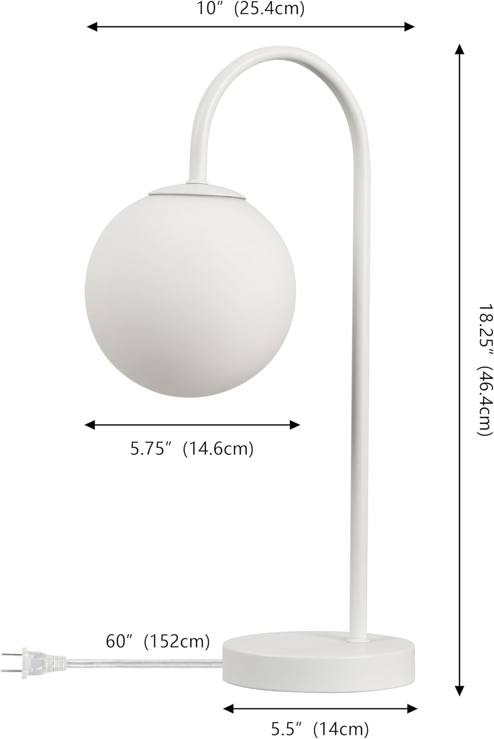 image:imageJONATHAN Y 1825 Brass Gold Glass Globe Table Lamp Minimalist MidCentury Bedside Lamp for Bedroom Living Room with White Glass Shade LED Bulb Included JYL6010BWhite