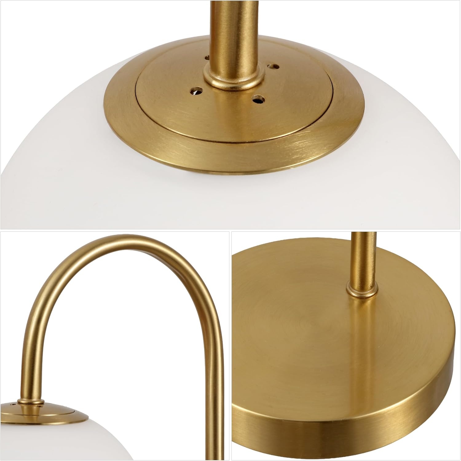 image:imageJONATHAN Y 1825 Brass Gold Glass Globe Table Lamp Minimalist MidCentury Bedside Lamp for Bedroom Living Room with White Glass Shade LED Bulb Included JYL6010BBrass Gold