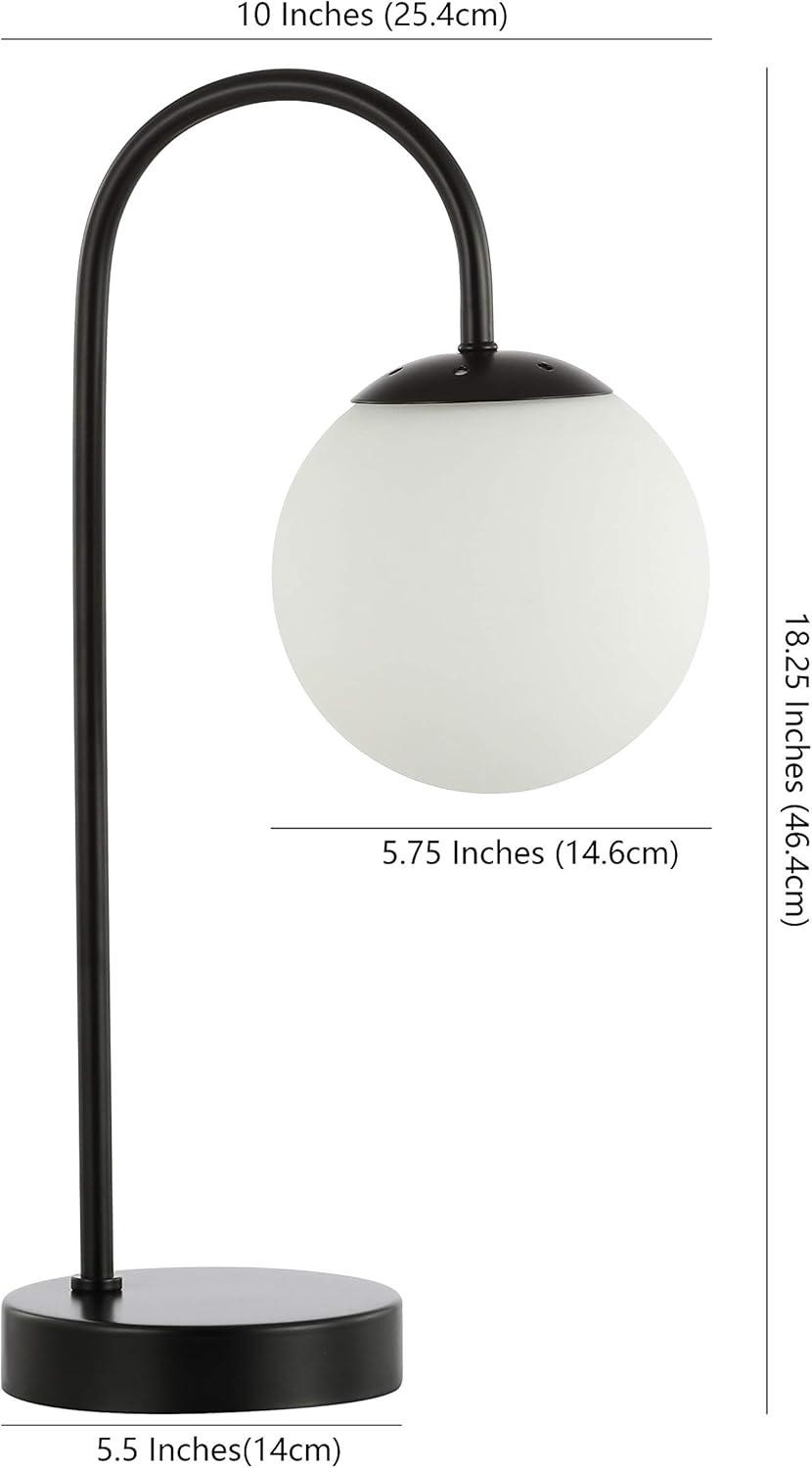 image:imageJONATHAN Y 1825 Brass Gold Glass Globe Table Lamp Minimalist MidCentury Bedside Lamp for Bedroom Living Room with White Glass Shade LED Bulb Included JYL6010BBlack