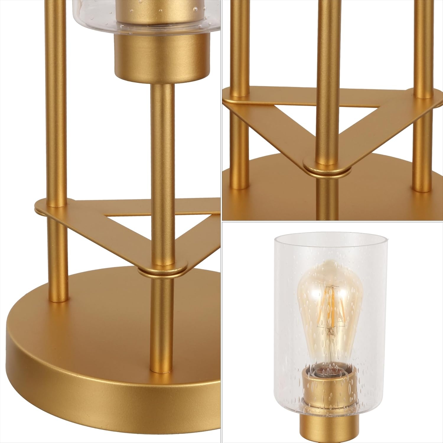 image:imageJONATHAN Y 205 Gold 3Light Metal Candlestick Table Lamp Contemporary Industrial Modern Accent Lamp for Living Room Bedroom with Clear Seeded Glass Shades LED Bulbs Included JYL3084BGold Painting