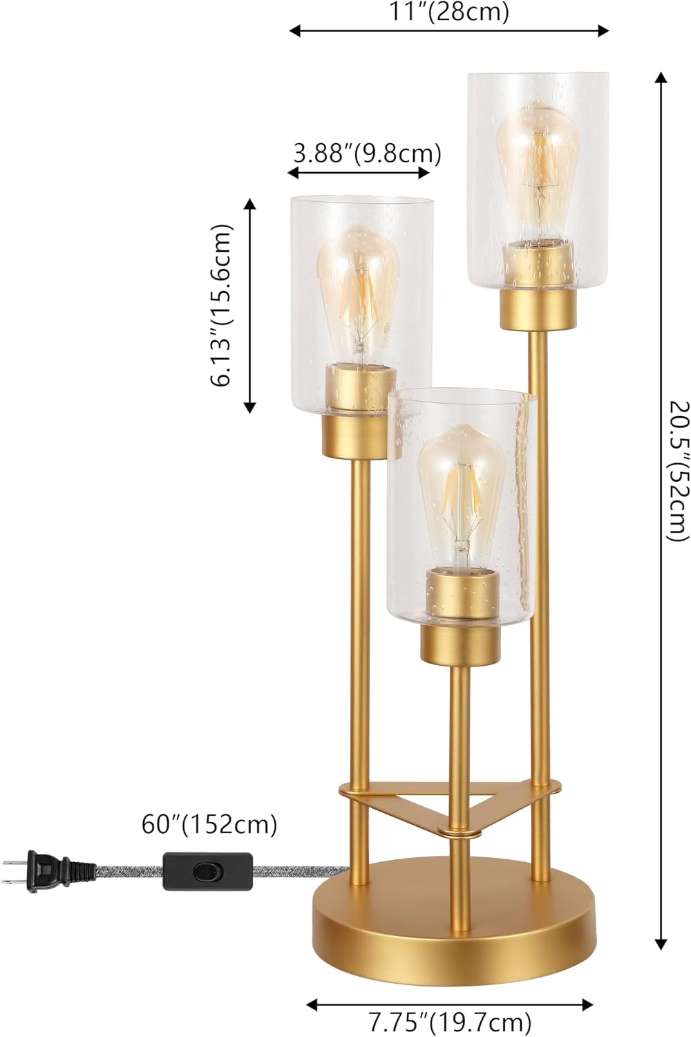 image:imageJONATHAN Y 205 Gold 3Light Metal Candlestick Table Lamp Contemporary Industrial Modern Accent Lamp for Living Room Bedroom with Clear Seeded Glass Shades LED Bulbs Included JYL3084BGold Painting