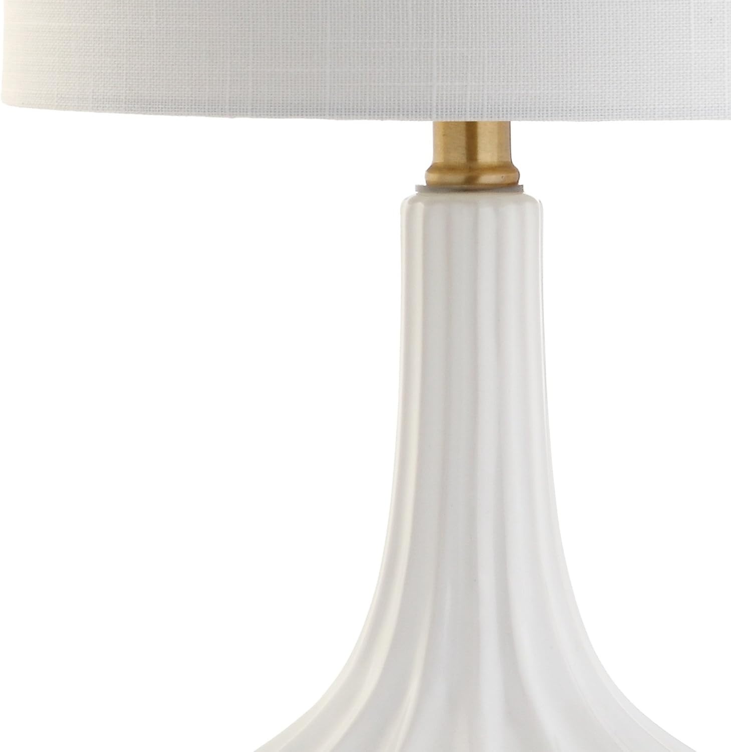image:imageJONATHAN Y 215 Black Brass Gold Ribbed Ceramic Gourd Table Lamp Contemporary Bedside Nightstand Lamp for Bedroom Living Room with White Linen Shade LED Bulb Included JYL1030BWhite