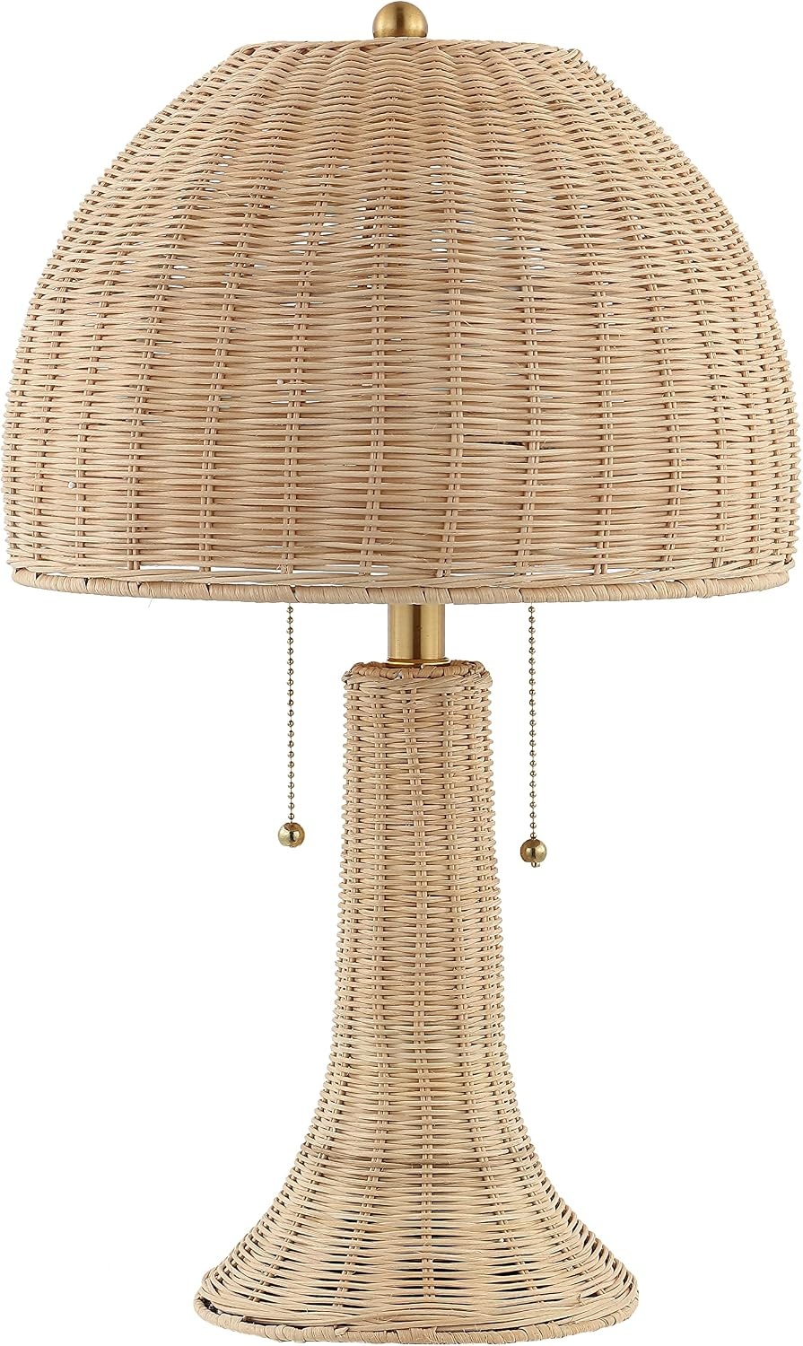 image:imageJONATHAN Y 22 Dark Brown Woven Rattan Mushroom Table Lamp Bohemian Coastal Bedside Lamp for Living Room Bedroom with Rattan Dome Shade LED Bulb Included JYL4011CNaturalBrass Gold
