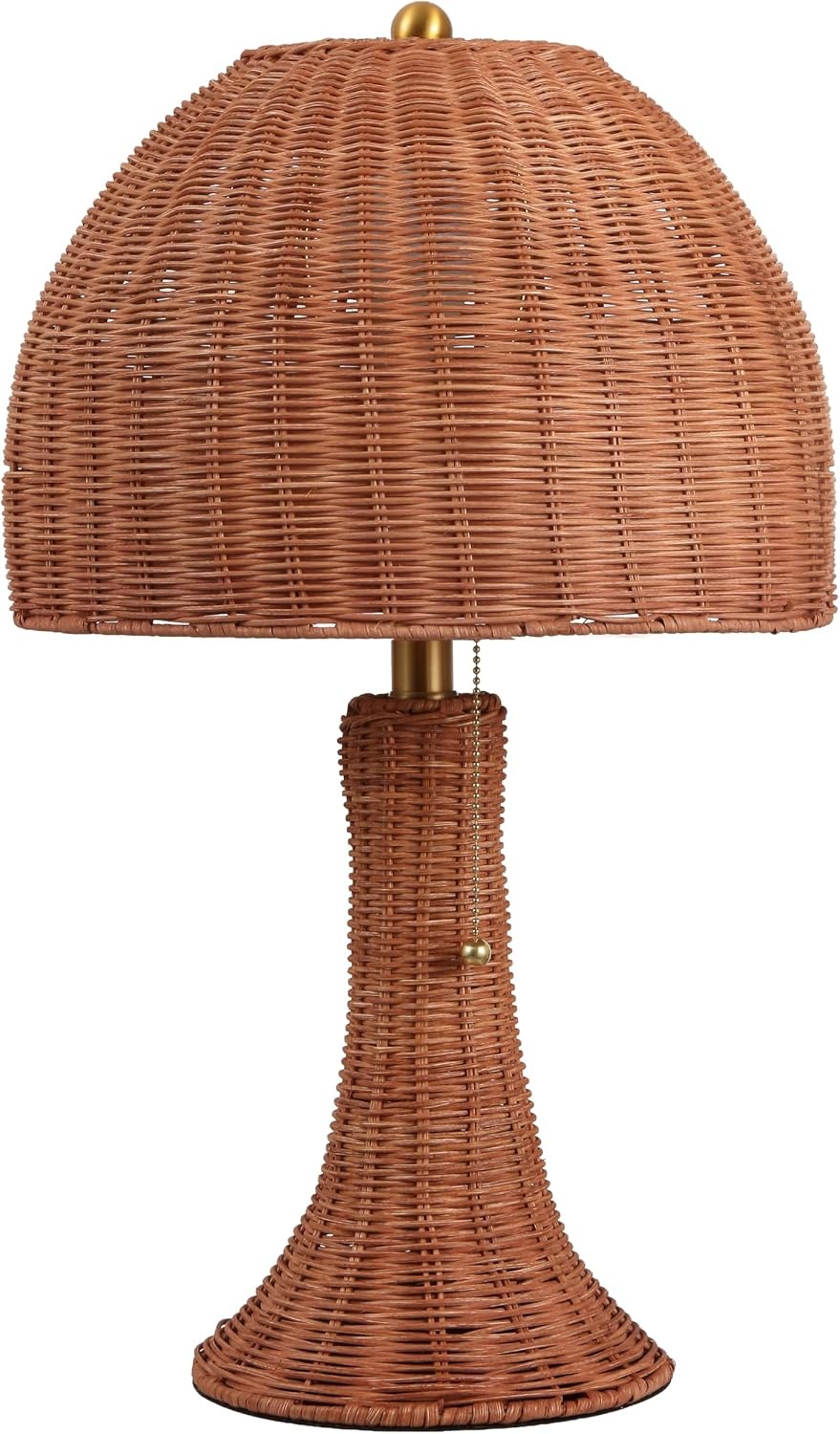 image:imageJONATHAN Y 22 Dark Brown Woven Rattan Mushroom Table Lamp Bohemian Coastal Bedside Lamp for Living Room Bedroom with Rattan Dome Shade LED Bulb Included JYL4011CDark BrownBrass Gold