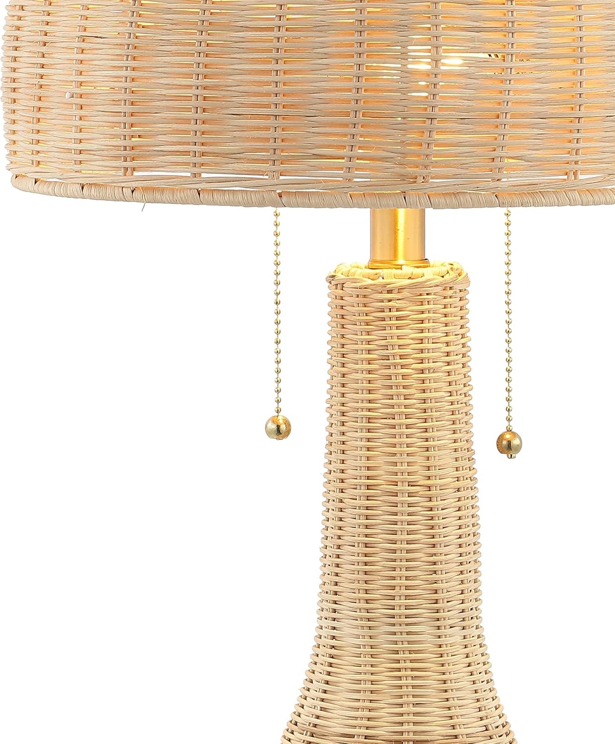 image:imageJONATHAN Y 22 Dark Brown Woven Rattan Mushroom Table Lamp Bohemian Coastal Bedside Lamp for Living Room Bedroom with Rattan Dome Shade LED Bulb Included JYL4011CNaturalBrass Gold