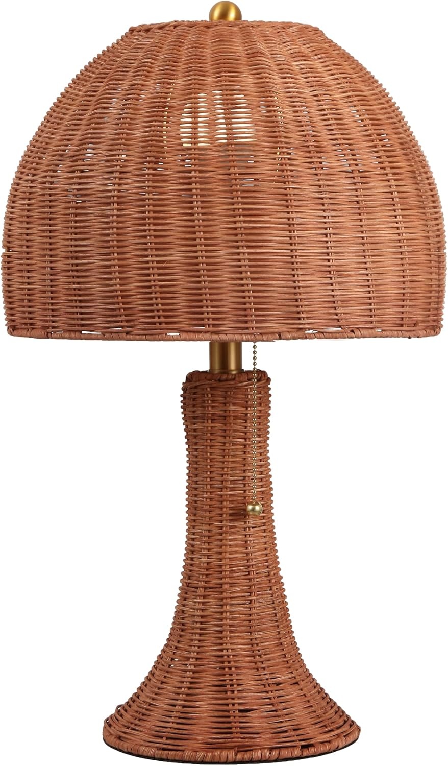 image:imageJONATHAN Y 22 Dark Brown Woven Rattan Mushroom Table Lamp Bohemian Coastal Bedside Lamp for Living Room Bedroom with Rattan Dome Shade LED Bulb Included JYL4011CDark BrownBrass Gold