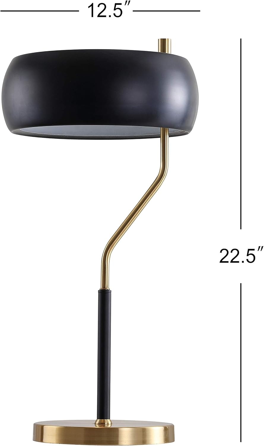 image:imageJONATHAN Y 225 MidCentury Modern Desk Lamp Black and Brass Gold Metal Bedside Lamp for Living Room Bedroom Nightstand Minimalist Office Task Lamp Black Metal Shade LED Bulb Included JYL6008A