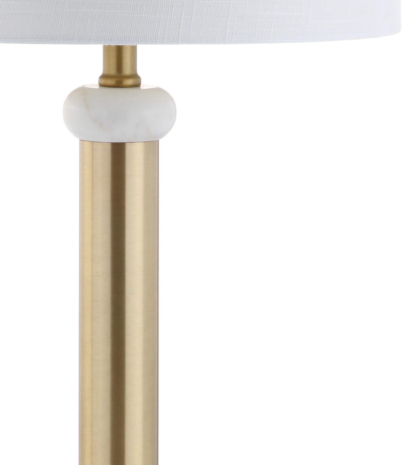 image:imageJONATHAN Y 27 Brass Gold and Marble LED Table Lamp Contemporary Transitional Column Bedside Lamp for Bedroom Living Room White Linen Drum Shade LED Bulb Included JYL1087A