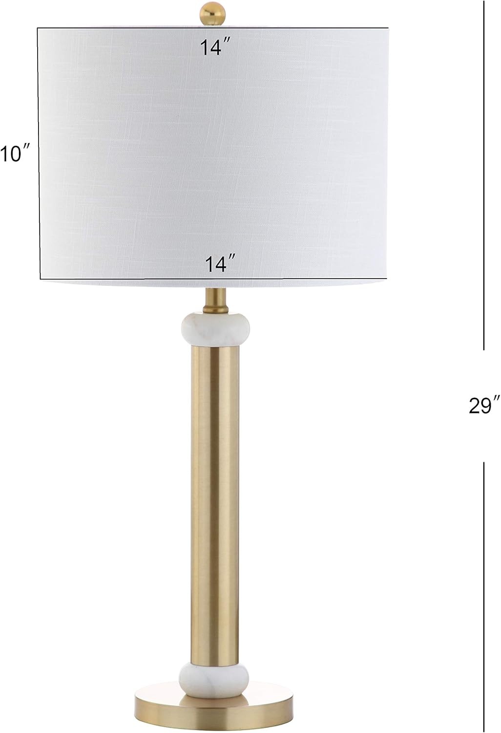 image:imageJONATHAN Y 27 Brass Gold and Marble LED Table Lamp Contemporary Transitional Column Bedside Lamp for Bedroom Living Room White Linen Drum Shade LED Bulb Included JYL1087A