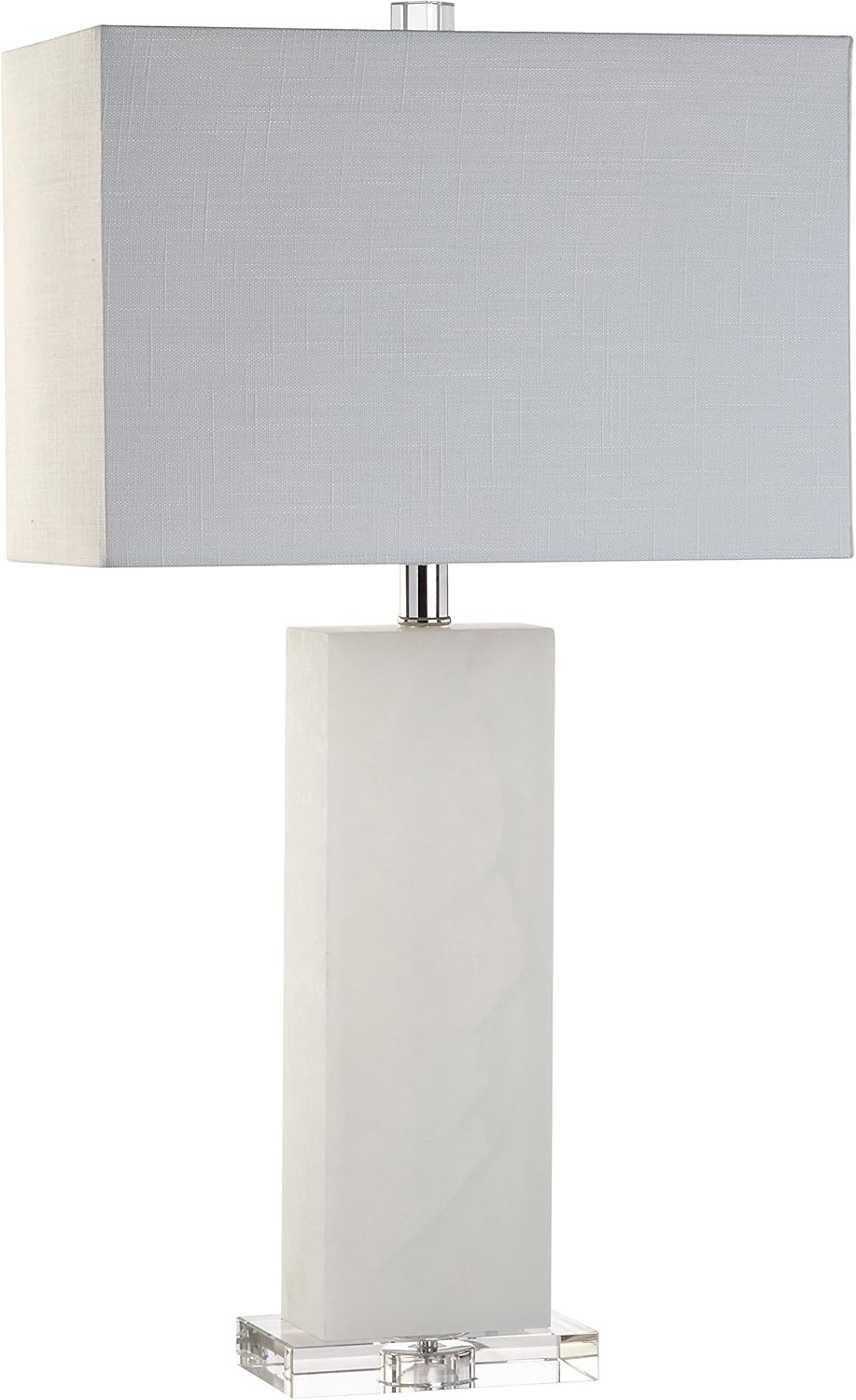 image:imageJONATHAN Y 27 White Black Alabaster Rectangular Table Lamp Contemporary Modern Bedside Nightstand Lamp for Living Room Bedroom with White Linen Shade LED Bulb Included JYL2009BWhite Alabaster