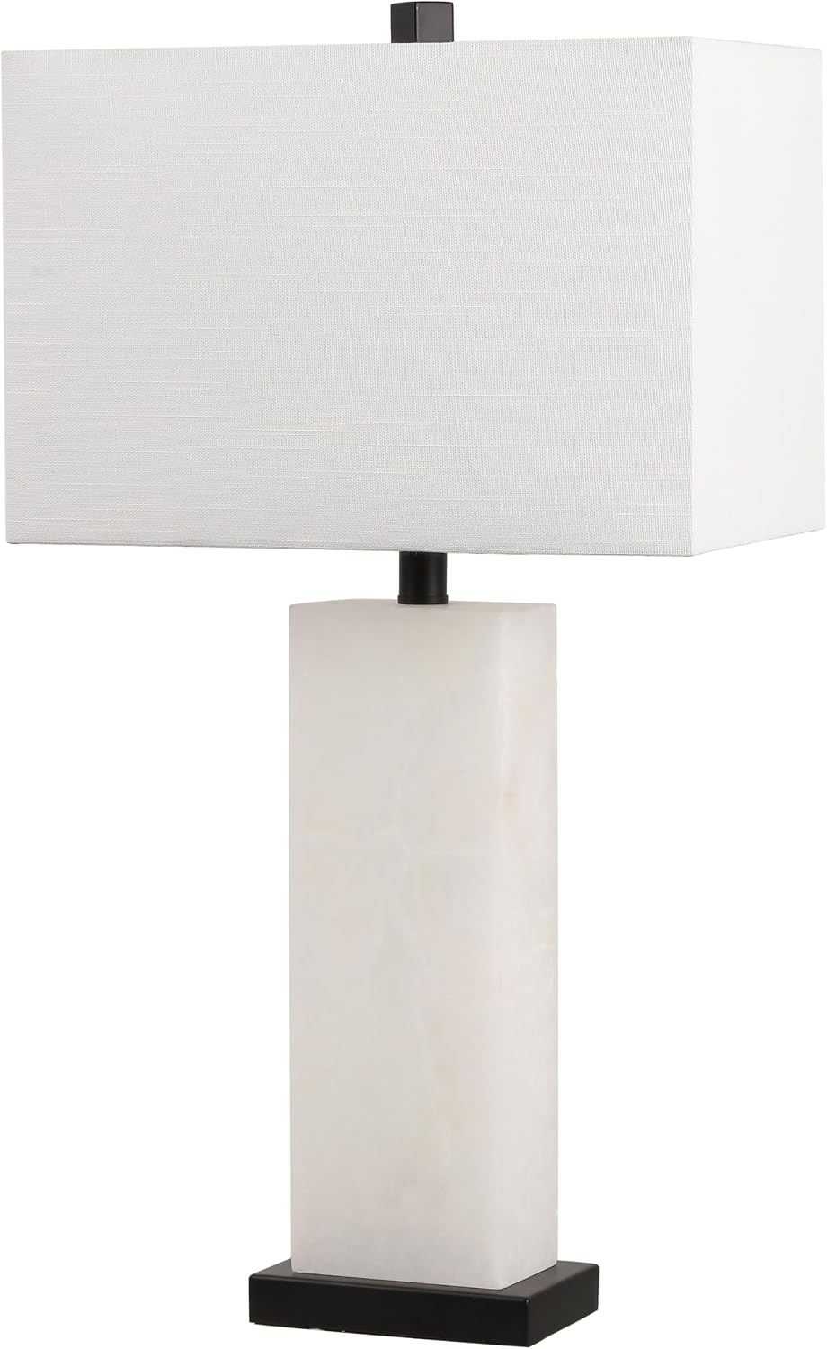 image:imageJONATHAN Y 27 White Black Alabaster Rectangular Table Lamp Contemporary Modern Bedside Nightstand Lamp for Living Room Bedroom with White Linen Shade LED Bulb Included JYL2009BWhite AlabasterBlack