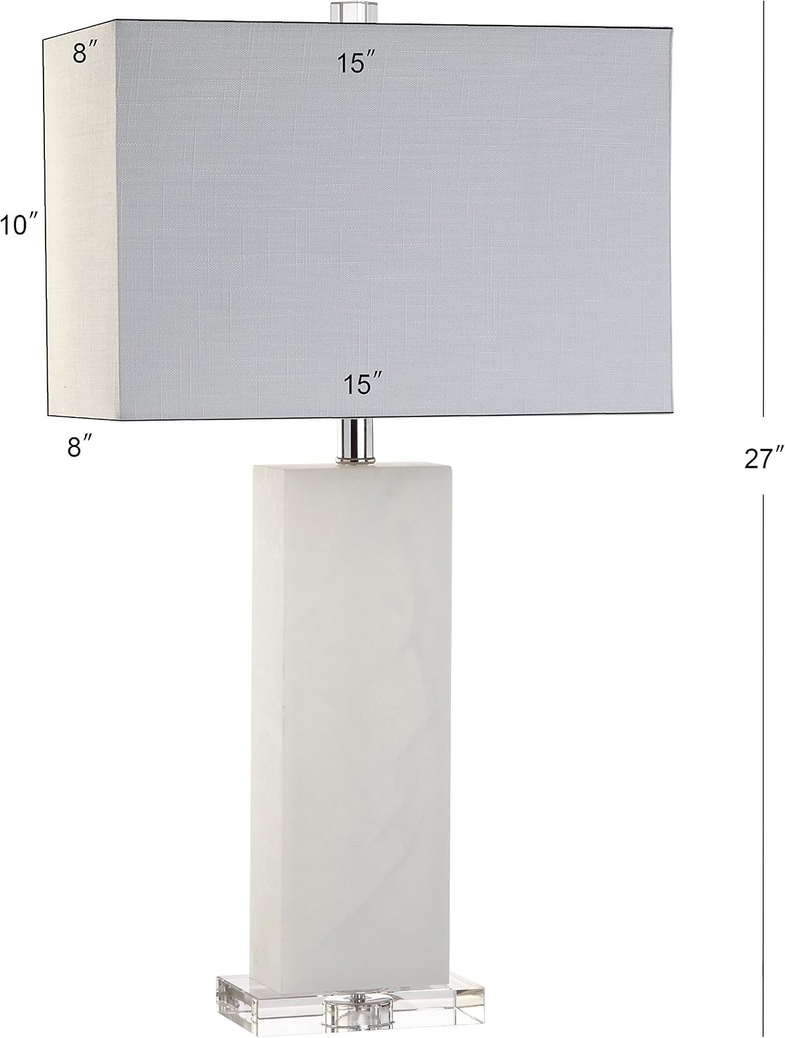 image:imageJONATHAN Y 27 White Black Alabaster Rectangular Table Lamp Contemporary Modern Bedside Nightstand Lamp for Living Room Bedroom with White Linen Shade LED Bulb Included JYL2009BWhite Alabaster