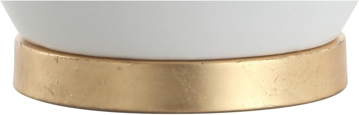 image:imageJONATHAN Y 29 Navy Blue and Brass Gold Ceramic Table Lamp for Bedroom White Linen Shade MidCentury Modern Gourd Bedside Lamp for Living Room LED Bulb Included JYL6207AWhite