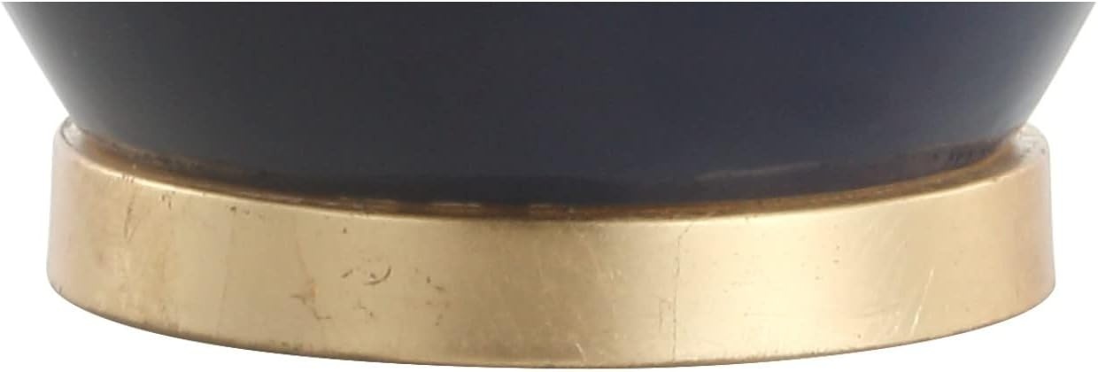 image:imageJONATHAN Y 29 Navy Blue and Brass Gold Ceramic Table Lamp for Bedroom White Linen Shade MidCentury Modern Gourd Bedside Lamp for Living Room LED Bulb Included JYL6207ANavy