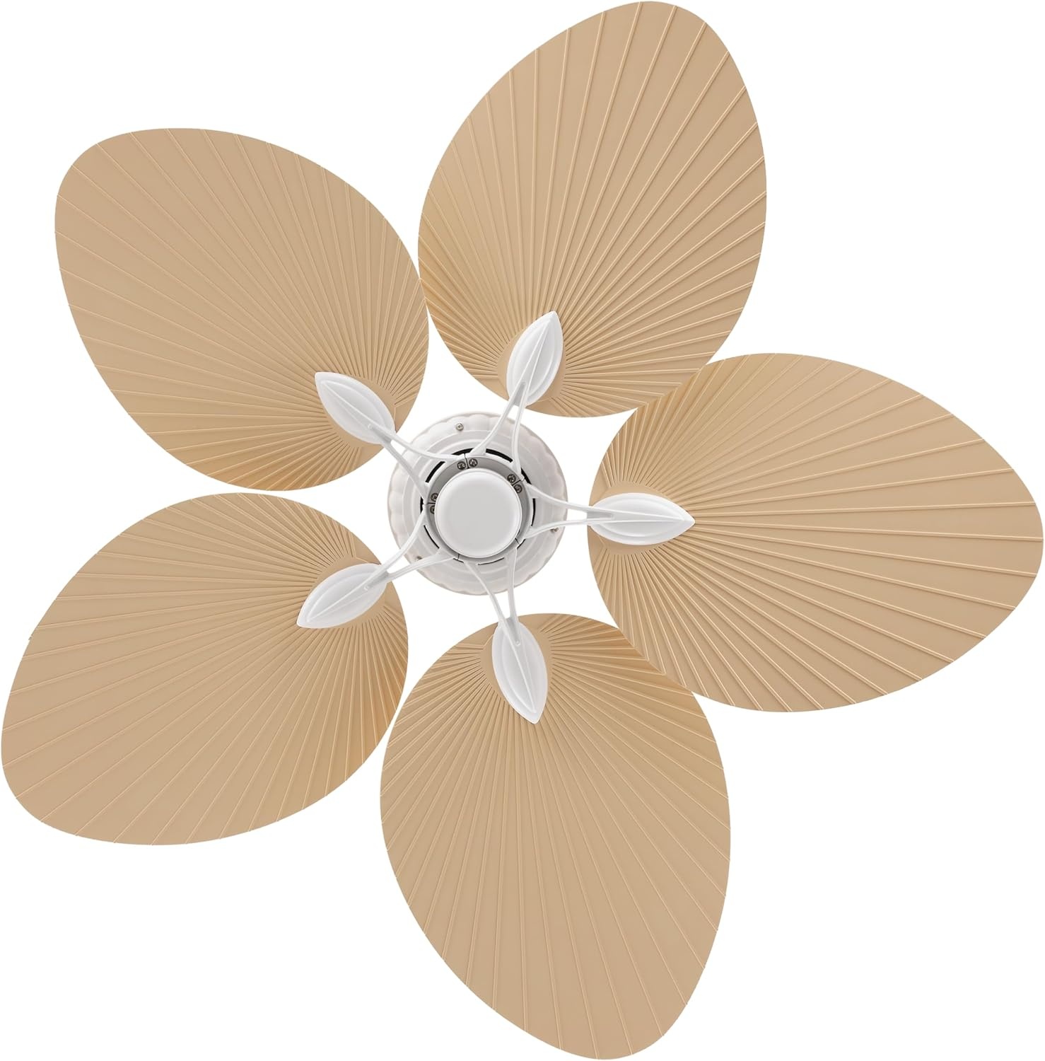 image:imageJONATHAN Y 52 White Metal Tropical Palm Leaf Blades Ceiling Fan Coastal Bohemian for Living Room Mobile App and Remote Control 6Speed Sloped Ceiling Compatible JYL9719DBeige
