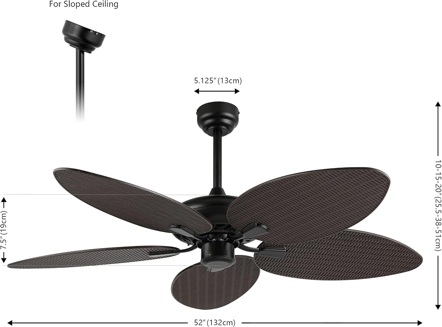 image:imageJONATHAN Y 52 White Metal Tropical Palm Leaf Blades Ceiling Fan Coastal Bohemian for Living Room Mobile App and Remote Control 6Speed Sloped Ceiling Compatible JYL9719DDark Brown Wood