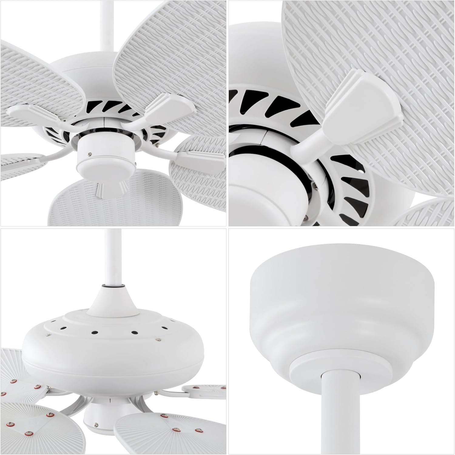 image:imageJONATHAN Y 52 White Metal Tropical Palm Leaf Blades Ceiling Fan Coastal Bohemian for Living Room Mobile App and Remote Control 6Speed Sloped Ceiling Compatible JYL9719DWhite