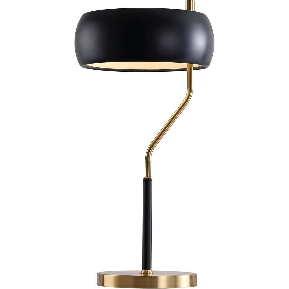 image:imageJONATHAN Y 225 MidCentury Modern Desk Lamp Black and Brass Gold Metal Bedside Lamp for Living Room Bedroom Nightstand Minimalist Office Task Lamp Black Metal Shade LED Bulb Included JYL6008A