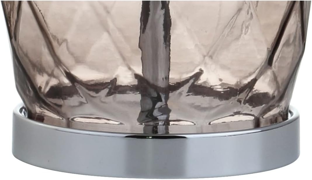 image:imageJONATHAN Y 265 Moroccan Blue Glass Table Lamp Modern Faceted Bedside Lamp White Linen Drum Shade Chrome Base LED Bulb Included for Bedroom Living Room Nightstand JYL4009BSmoked Gray