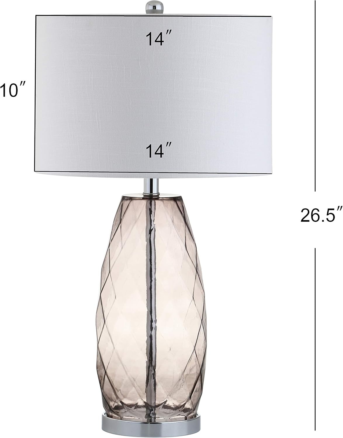 image:imageJONATHAN Y 265 Moroccan Blue Glass Table Lamp Modern Faceted Bedside Lamp White Linen Drum Shade Chrome Base LED Bulb Included for Bedroom Living Room Nightstand JYL4009BSmoked Gray