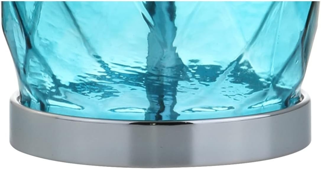 image:imageJONATHAN Y 265 Moroccan Blue Glass Table Lamp Modern Faceted Bedside Lamp White Linen Drum Shade Chrome Base LED Bulb Included for Bedroom Living Room Nightstand JYL4009BMoroccan Blue