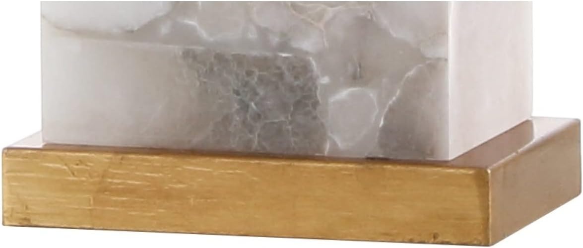 image:imageJONATHAN Y 275 Black Alabaster Gold Rectangular Table Lamp with Night Light Contemporary Coastal Bedside Lamp for Bedroom with White Linen Shade LED Bulbs Included JYL6201CWhiteGold Leaf