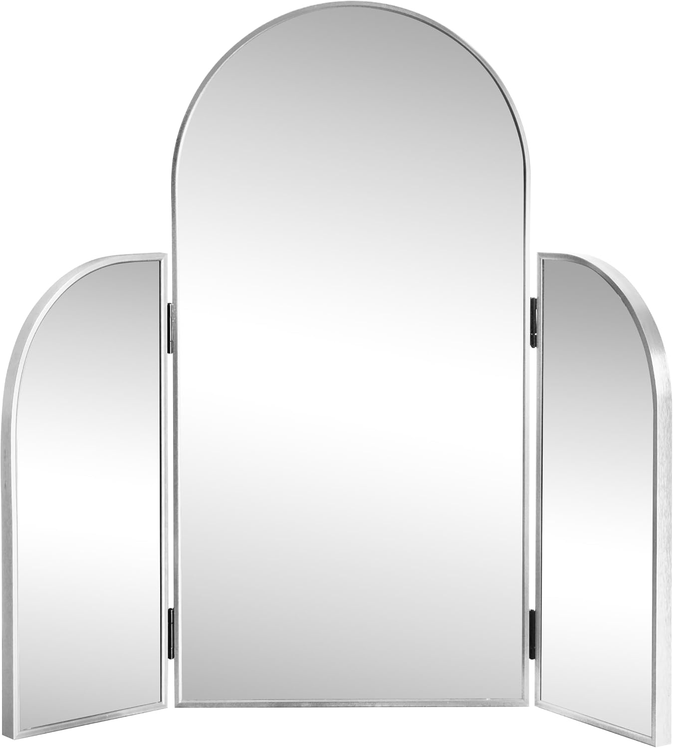 image:imageJONATHAN Y Arjen Aluminum Arch Trifold Vanity Mirror 28 x 28 Nickel with 3Way Adjustable Panels and HD Reflection for Tabletop and Wall Mount Modern Classic Home Decor MIR218CNickel