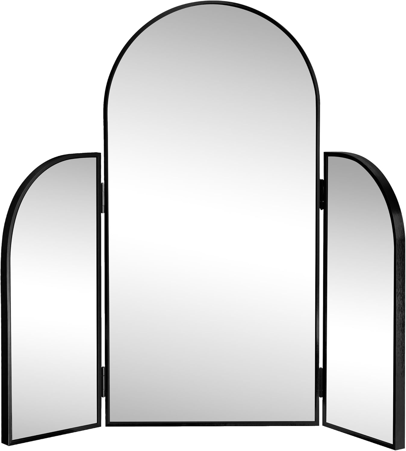 image:imageJONATHAN Y Arjen Aluminum Arch Trifold Vanity Mirror 28 x 28 Nickel with 3Way Adjustable Panels and HD Reflection for Tabletop and Wall Mount Modern Classic Home Decor MIR218CBlack