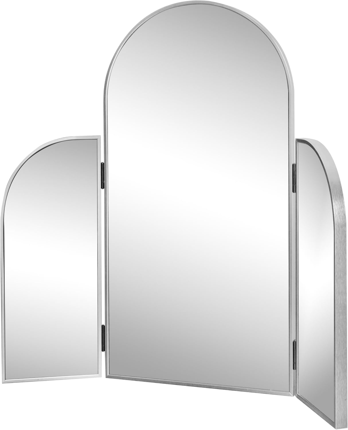 image:imageJONATHAN Y Arjen Aluminum Arch Trifold Vanity Mirror 28 x 28 Nickel with 3Way Adjustable Panels and HD Reflection for Tabletop and Wall Mount Modern Classic Home Decor MIR218CNickel