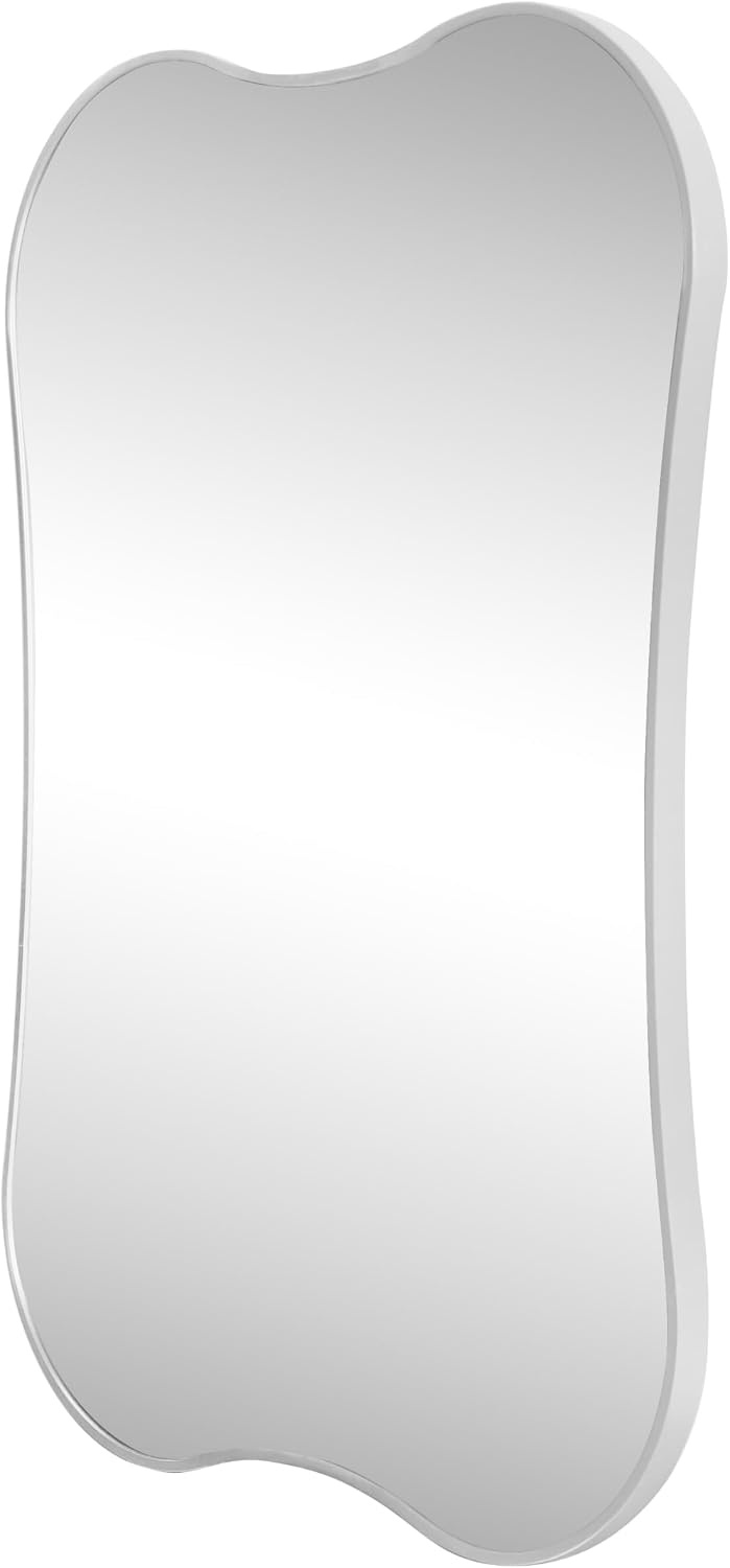 image:imageJONATHAN Y Calico Aluminum Metal Wall Mounted Mirror Glossy Gold Irregular Scallop Wavy Design 24 x 36 Modern Contemporary with DualOrientation Hanging for Entryway and Living Room MIR226BNickel