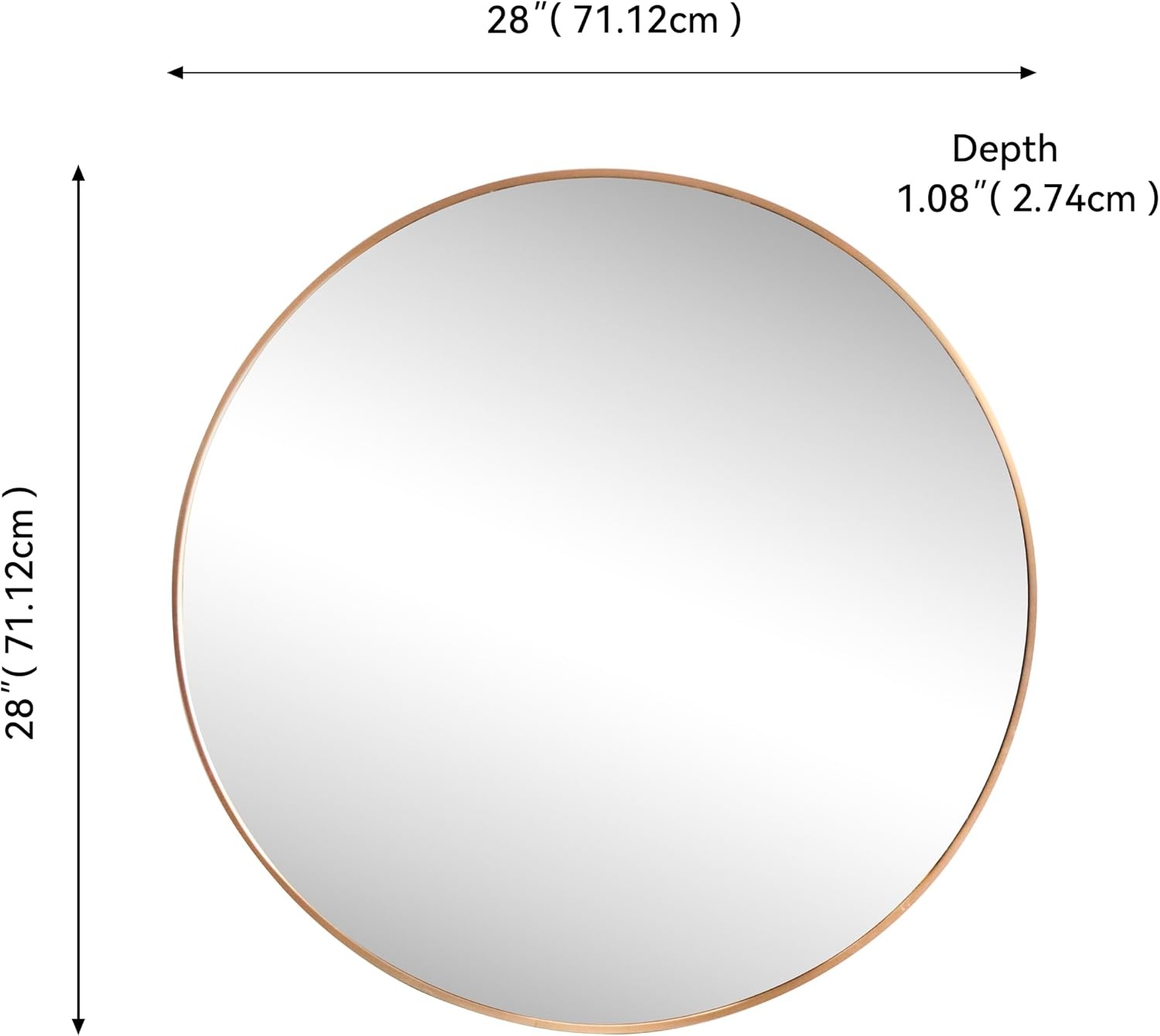 image:imageJONATHAN Y Eclipse Aluminum Metal Framed Round Wall Mirror 24 Gold Circle Wall Mounted Vanity Mirror for Bathroom Entryway and Living Room with Modern Minimalist Design and HD Glass MIR222BGold