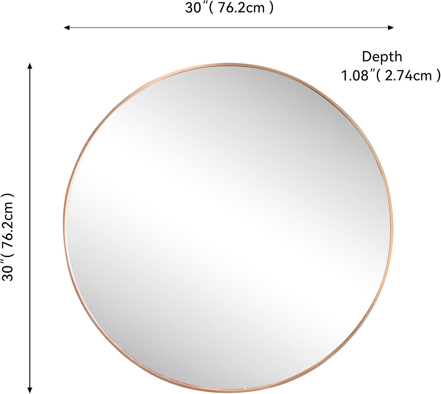 image:imageJONATHAN Y Eclipse Aluminum Metal Framed Round Wall Mirror 24 Gold Circle Wall Mounted Vanity Mirror for Bathroom Entryway and Living Room with Modern Minimalist Design and HD Glass MIR222BGold
