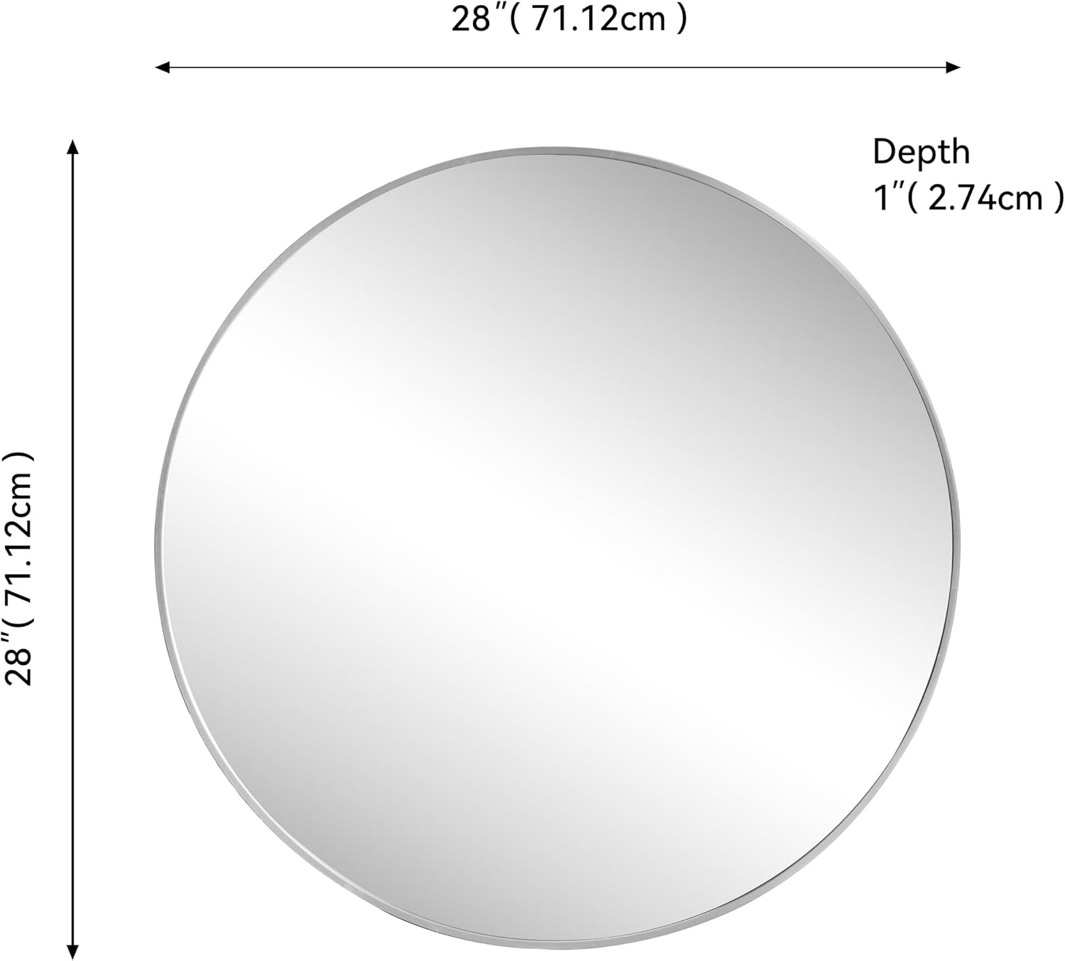 image:imageJONATHAN Y Eclipse Aluminum Metal Framed Round Wall Mirror 24 Gold Circle Wall Mounted Vanity Mirror for Bathroom Entryway and Living Room with Modern Minimalist Design and HD Glass MIR222BNickel