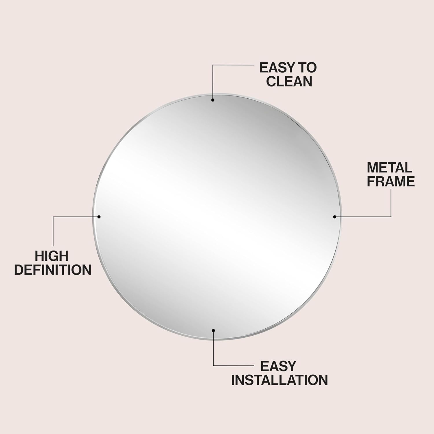 image:imageJONATHAN Y Eclipse Aluminum Metal Framed Round Wall Mirror 24 Gold Circle Wall Mounted Vanity Mirror for Bathroom Entryway and Living Room with Modern Minimalist Design and HD Glass MIR222BNickel