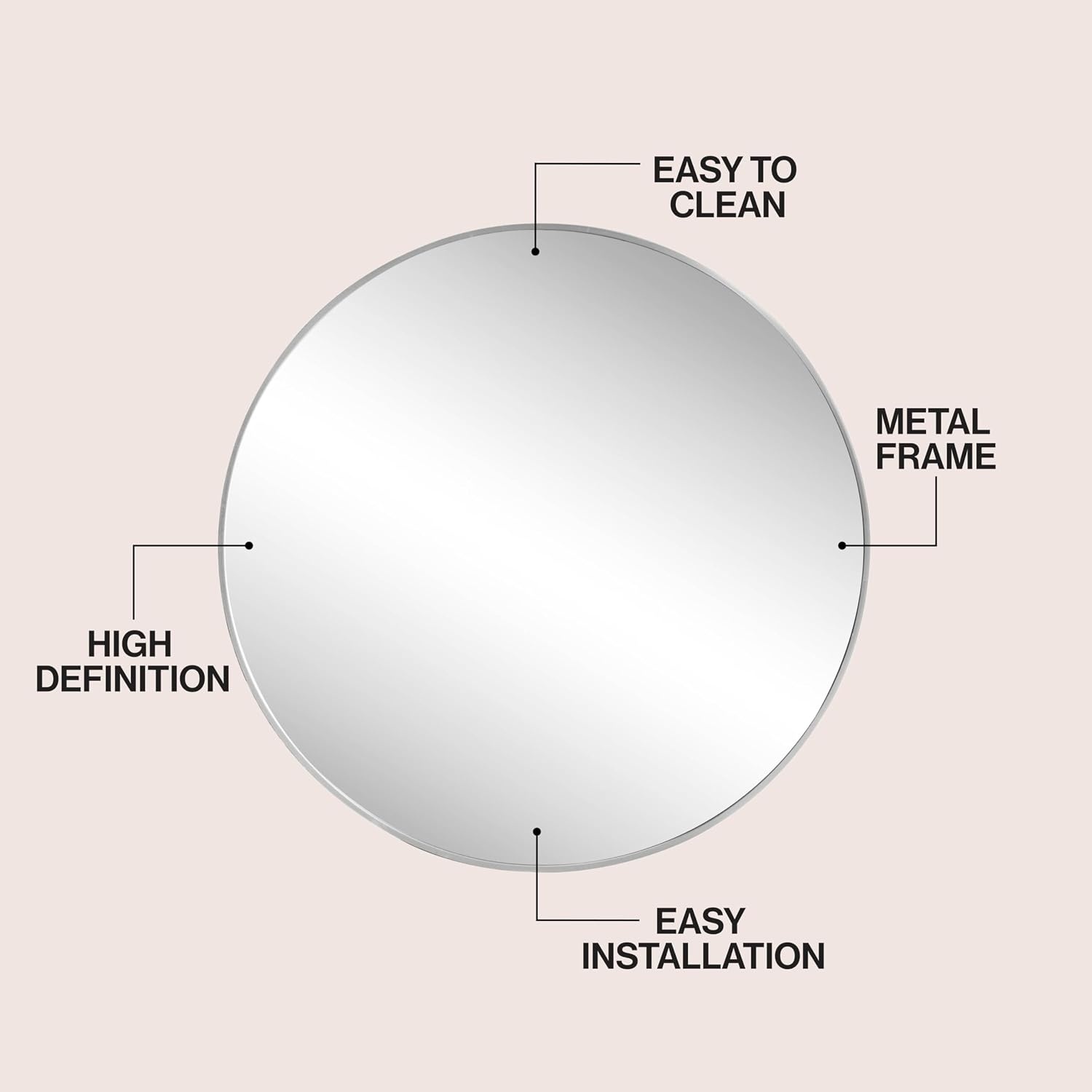 image:imageJONATHAN Y Eclipse Aluminum Metal Framed Round Wall Mirror 24 Gold Circle Wall Mounted Vanity Mirror for Bathroom Entryway and Living Room with Modern Minimalist Design and HD Glass MIR222BNickel