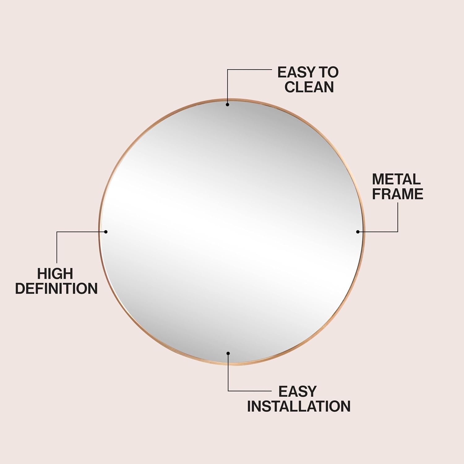 image:imageJONATHAN Y Eclipse Aluminum Metal Framed Round Wall Mirror 24 Gold Circle Wall Mounted Vanity Mirror for Bathroom Entryway and Living Room with Modern Minimalist Design and HD Glass MIR222BGold