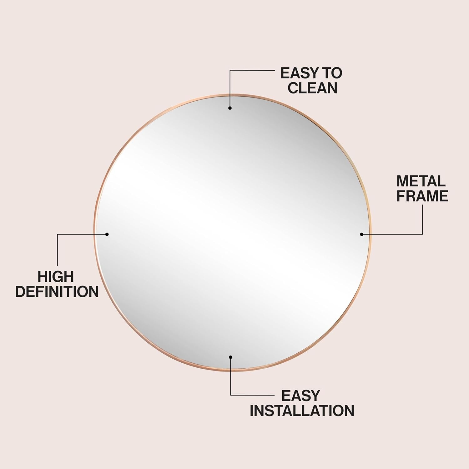image:imageJONATHAN Y Eclipse Aluminum Metal Framed Round Wall Mirror 24 Gold Circle Wall Mounted Vanity Mirror for Bathroom Entryway and Living Room with Modern Minimalist Design and HD Glass MIR222BGold
