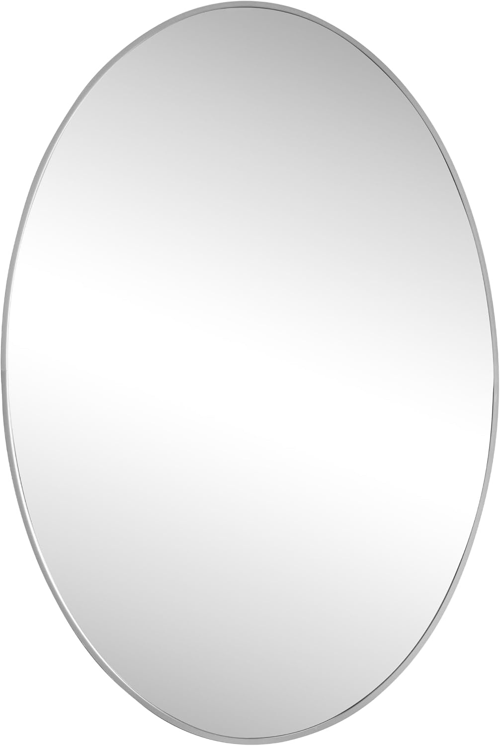 image:imageJONATHAN Y Ellipse Oval Metal Framed Wall Mirror 24 x 36 Nickel Glossy Aluminum Frame with High Definition Glass and Modern Floating Design for Bedroom Living Room and Entryway MIR224CNickel