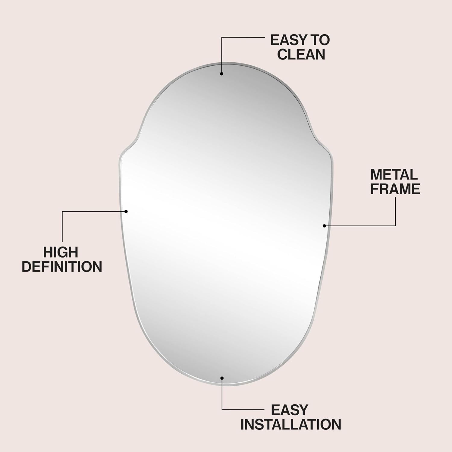 image:imageJONATHAN Y Guardian Aluminum Metal Framed Wall Mounted Mirror Glossy Gold Shield Shaped 24 x 36 Modern Minimalist Hanging Mirror with High Definition Glass for Living Room and Entryway MIR229BNickel