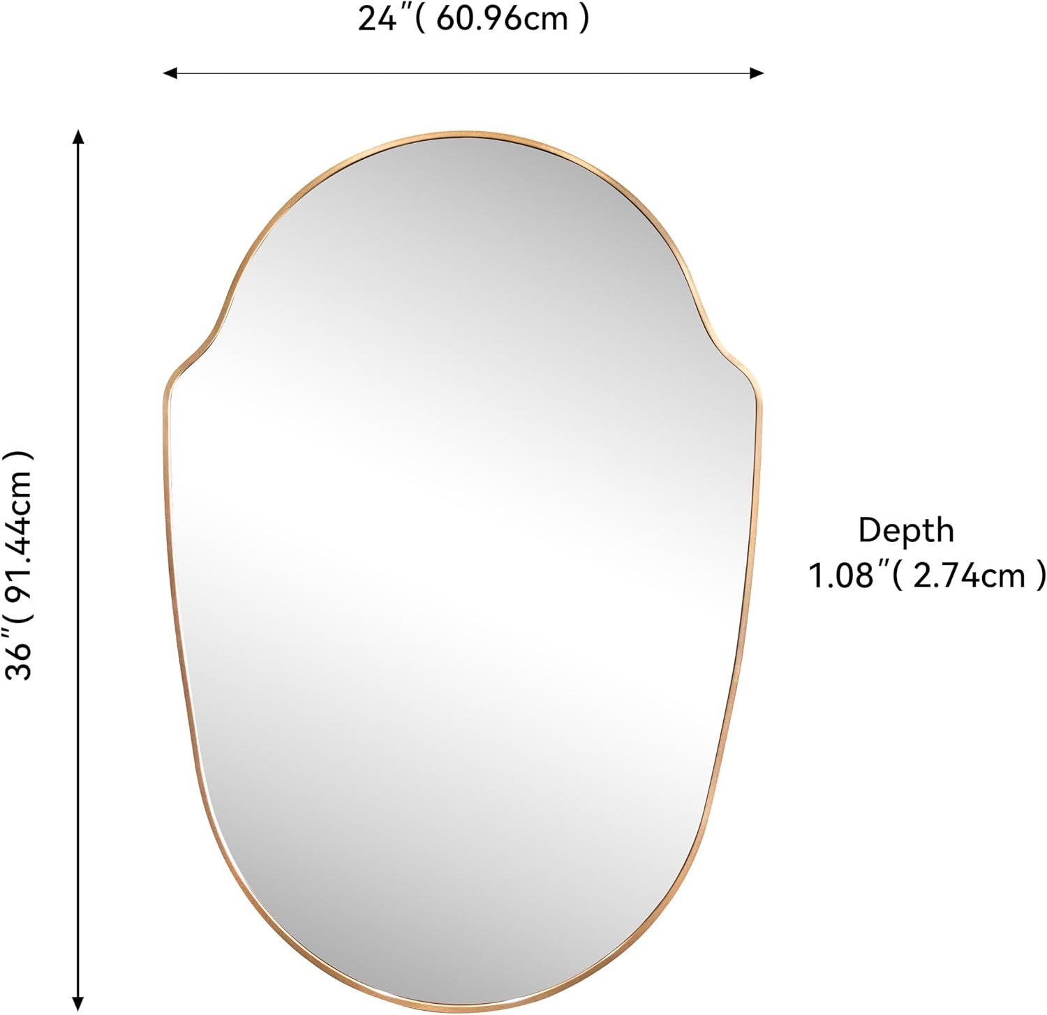 image:imageJONATHAN Y Guardian Aluminum Metal Framed Wall Mounted Mirror Glossy Gold Shield Shaped 24 x 36 Modern Minimalist Hanging Mirror with High Definition Glass for Living Room and Entryway MIR229BGold