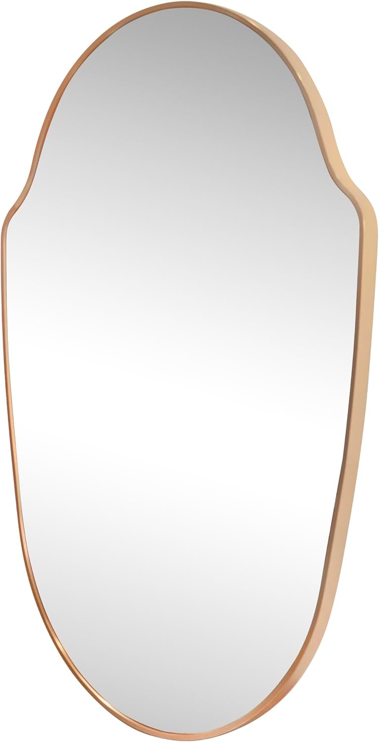 image:imageJONATHAN Y Guardian Aluminum Metal Framed Wall Mounted Mirror Glossy Gold Shield Shaped 24 x 36 Modern Minimalist Hanging Mirror with High Definition Glass for Living Room and Entryway MIR229BGold