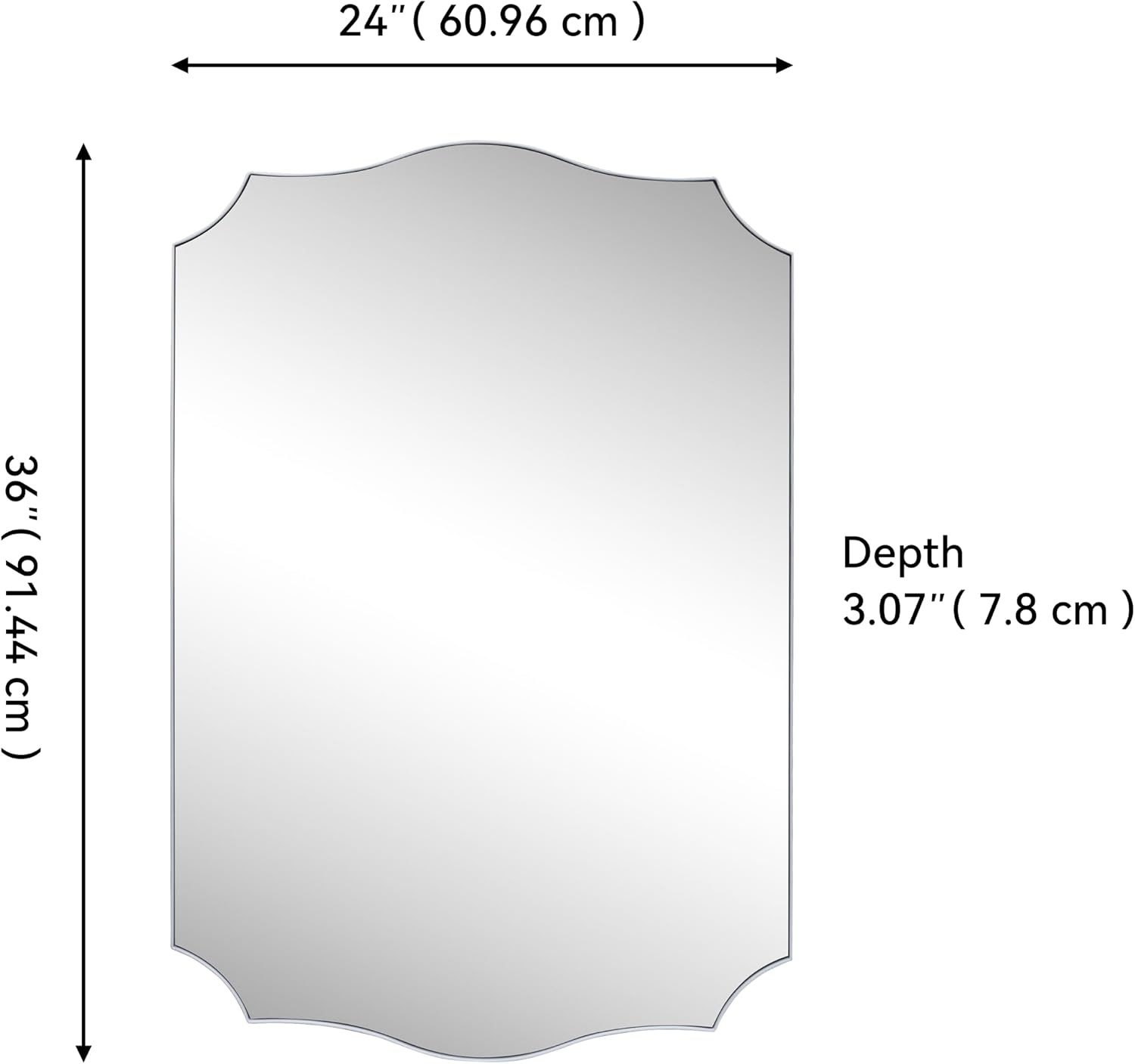 image:imageJONATHAN Y Hedge Aluminum Metal Wall Mounted Mirror 24 x 36 Glossy Nickel Crested Scallop Modern Frame with HD Reflection Horizontal or Vertical Hanging for Living Room MIR231CNickel