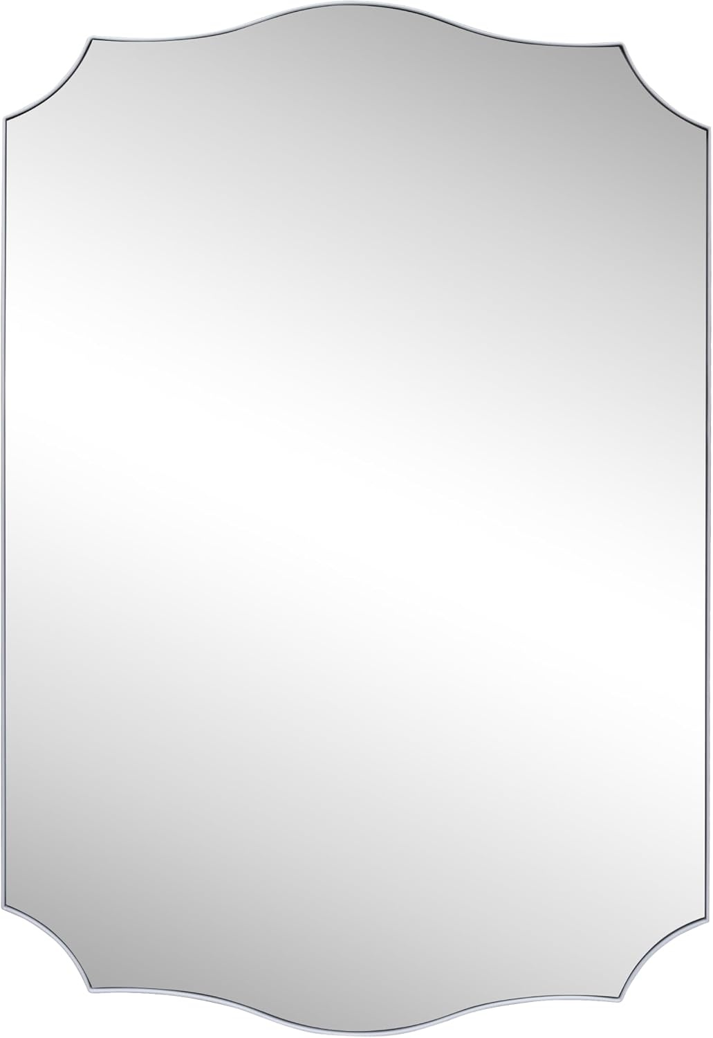 image:imageJONATHAN Y Hedge Aluminum Metal Wall Mounted Mirror 24 x 36 Glossy Nickel Crested Scallop Modern Frame with HD Reflection Horizontal or Vertical Hanging for Living Room MIR231CNickel